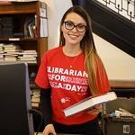 MLS Student Juliet Sanchez works in NYPL's librarian for a day program