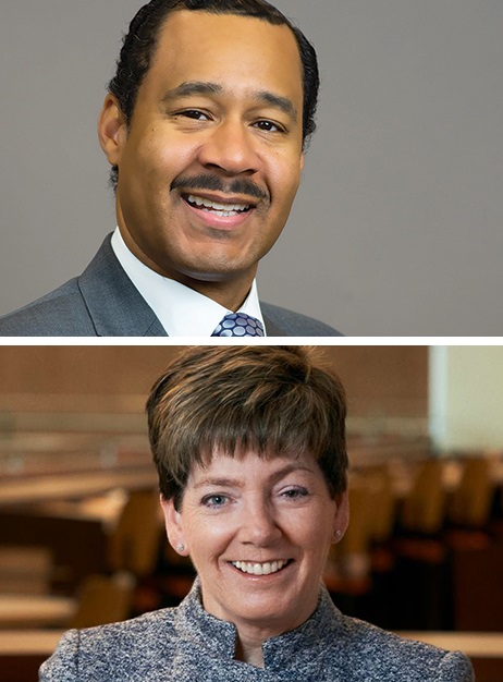 headshots of Julius C. Jefferson Jr. (top) and Maggie Farrell