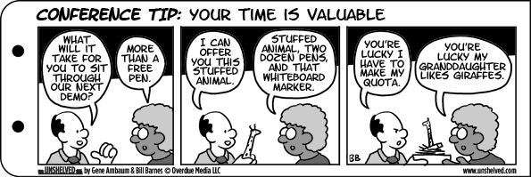 Spend your conference time wisely Unshelved comic strip