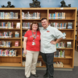 Teacher librarian Anthony Devine with library technician Joan Tilley
