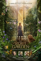 Poster for The Secret Garden. Image of a girl in an overgrown, jungle-like grove entering a large gate.