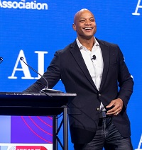 Wes Moore on stage at ALA Midwinter 2020 presenting opening keynote